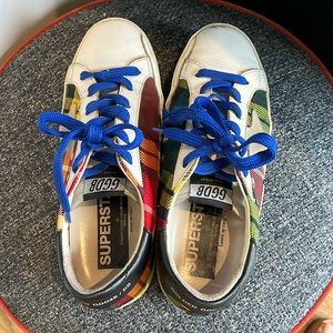 Golden goose plaid leather sneakers